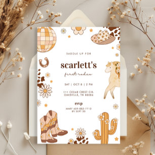 Boho First Rodeo Cowgirl Anniversaire Invitation