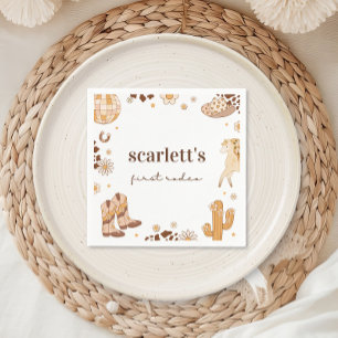 Boho First Rodeo Cowgirl Birthday Napkins Serviette