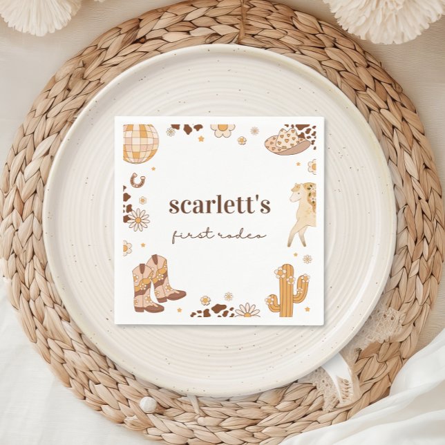 Boho First Rodeo Cowgirl Birthday Napkins Serviette (Von Creator hochgeladen)
