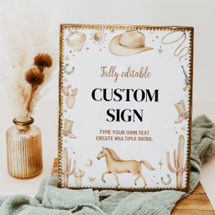 Boho First Rodeo Geburtstagsparty Table Sign Poster