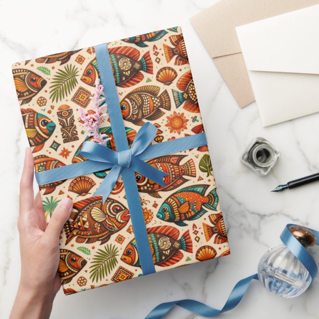 Boho-Fisch-Design-Geschenkpapier Geschenkpapier (Schenken)