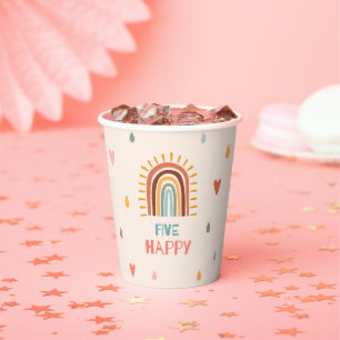 Boho Five Fünfter Geburtstag Rainbow Pappbecher