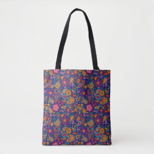 Boho-Flamingo-Paisley-Tasche in Saphirblau Tasche