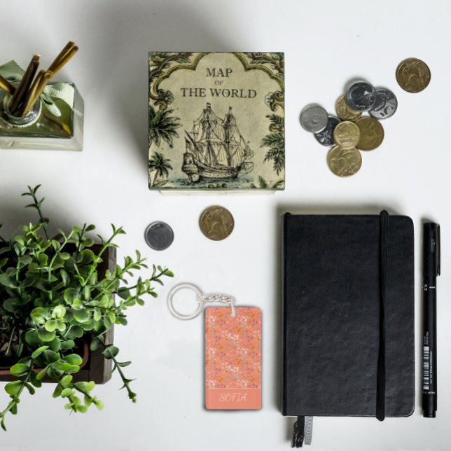 Boho fleur aquarelle motif nom jaune orange (Créateur téléchargé)