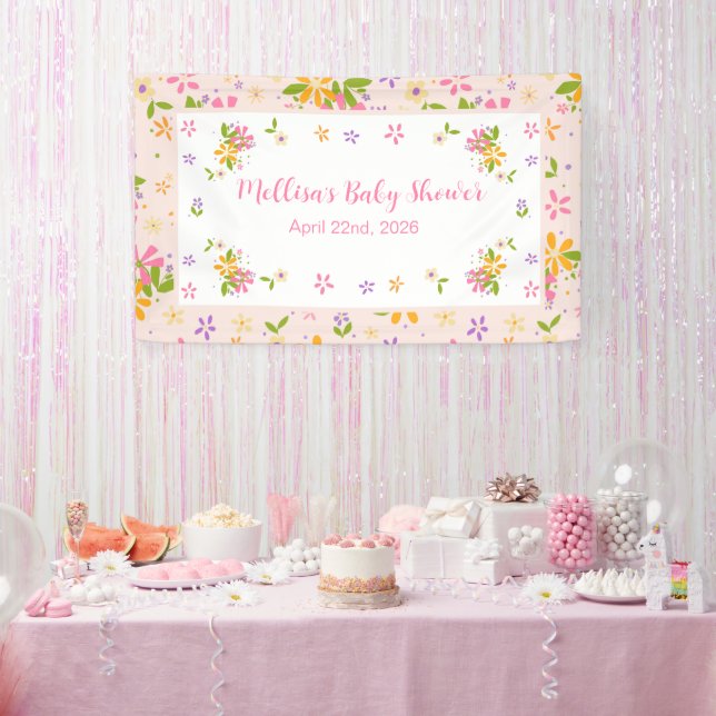 Boho Fleur sauvage Baby Girl Douche bannière (Fête)