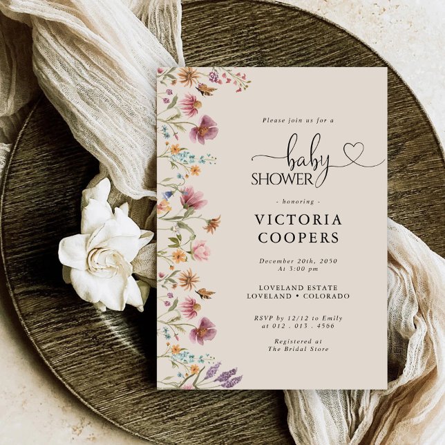 Boho Fleur sauvage Baby shower Invitation (Créateur téléchargé)