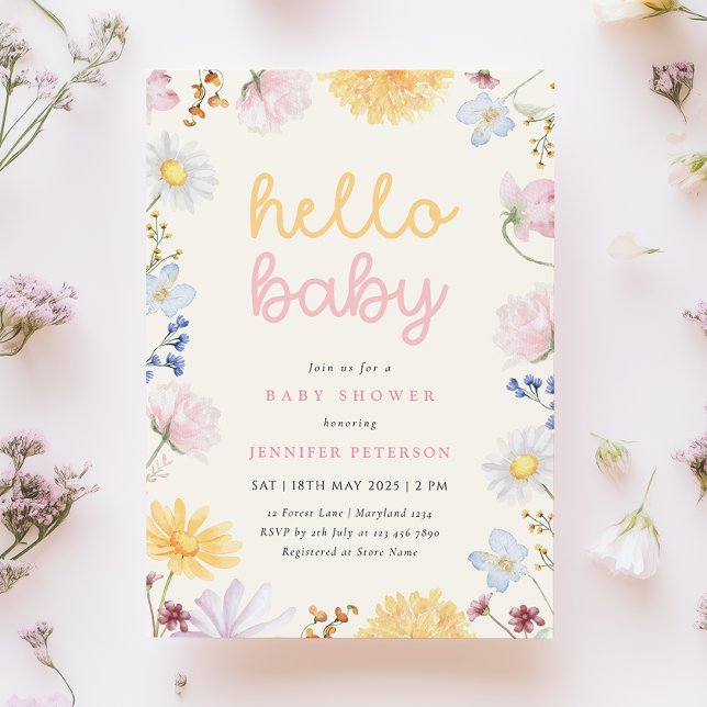 Boho Fleur sauvage Baby shower Invitation (Créateur téléchargé)