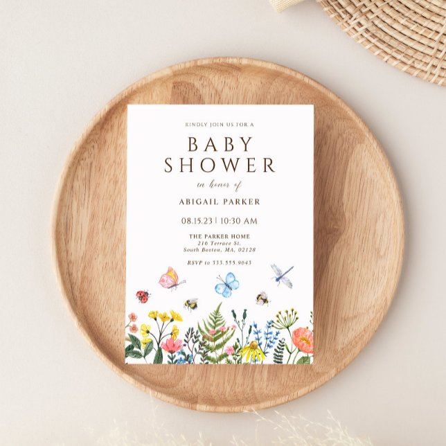 Boho Fleur sauvage Bee Baby shower Invitation (Créateur téléchargé)