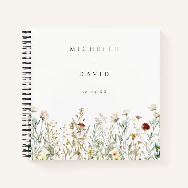 Boho Fleur sauvage de terrain Mariage livre d'invi (Devant)
