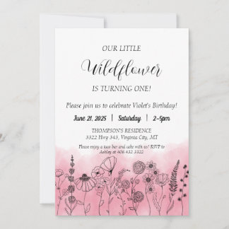 Boho Fleur sauvage Invitation Anniversaire de enfa