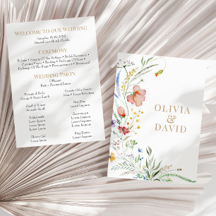 Boho Fleur sauvage Meadow Wedding Programme de mar