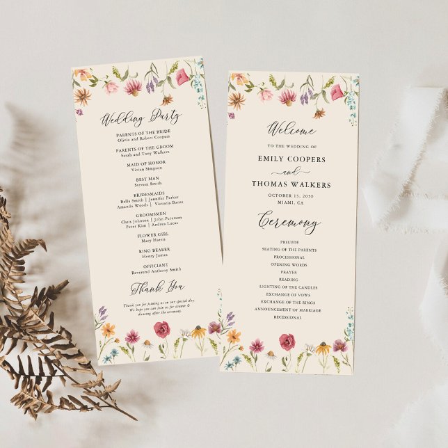 Boho Fleur sauvage Wedding Programme (Créateur téléchargé)