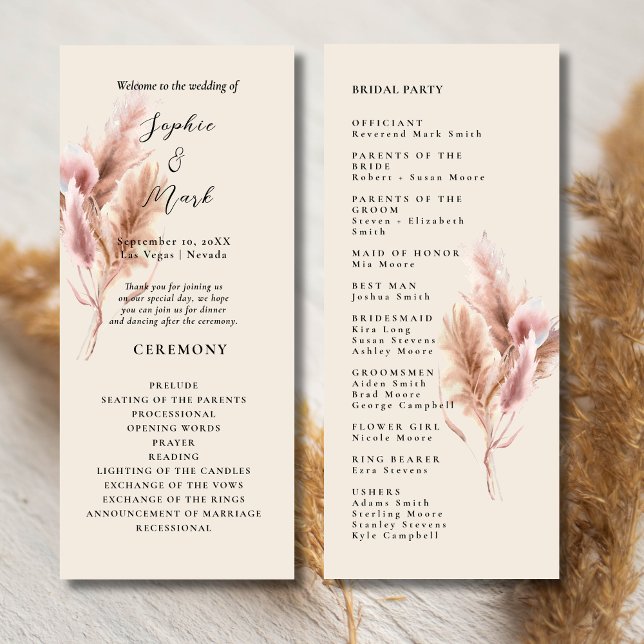 Boho Fleur sauvage Wedding Programme (Créateur téléchargé)