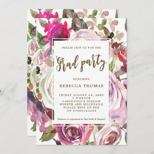 Boho fleuri violet invitation à Graduation party