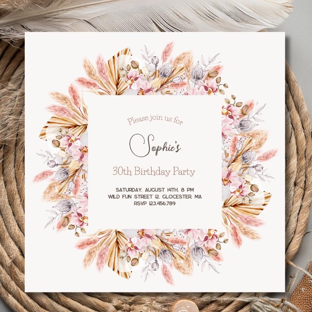 Boho fleurs adulte invitation anniversaire (Créateur téléchargé)