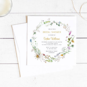 Boho Fleurs sauvages Wreath Invitation de la douch