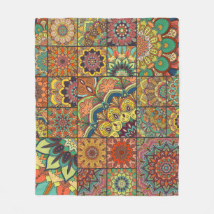 Boho Fliesen: farbiges Patchwork nahtlos Muster Fleecedecke