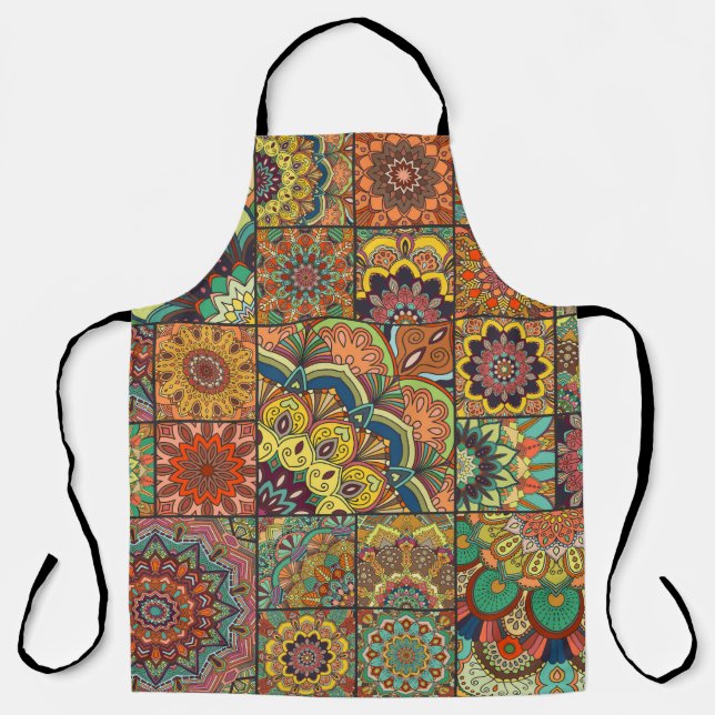 Boho Fliesen: farbiges Patchwork nahtlos Muster Schürze (Vorderseite)