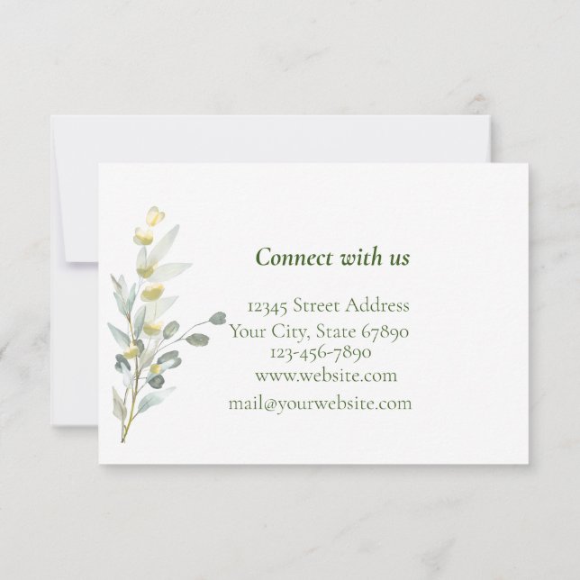 Boho Floral 3,5" x 5" Wohnung Dankeschön Karte (Rückseite)