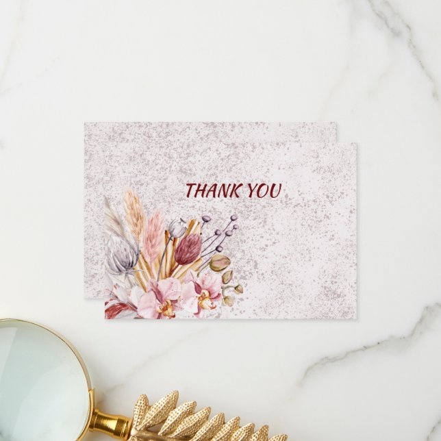 Boho Floral 3,5" x 5" Wohnung Dankeschön Karte (Vorderseite/Rückseite Beispiel)