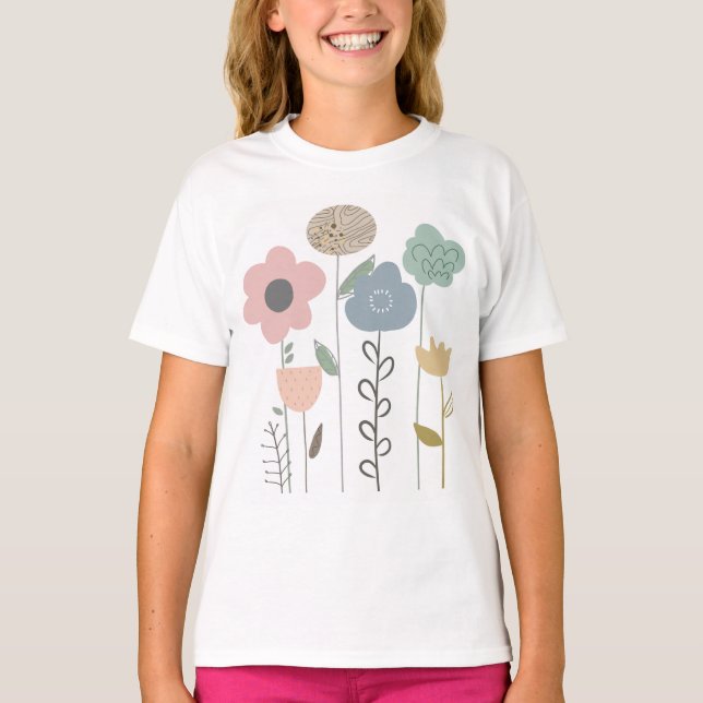 Boho Floral Abstrakt Wallpaper T-Shirt (Vorderseite)