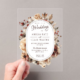 Boho Floral Acrylique Faire-part de mariage cadre