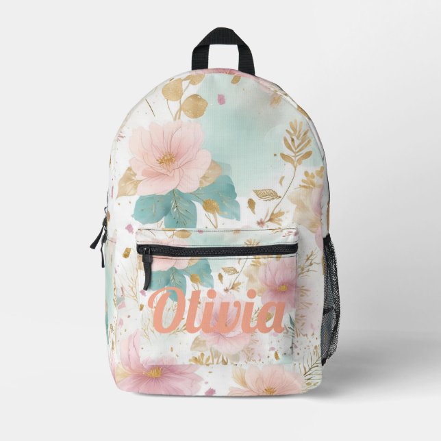Boho Floral Aesthetic backpack Bedruckter Rucksack (Vorderseite)