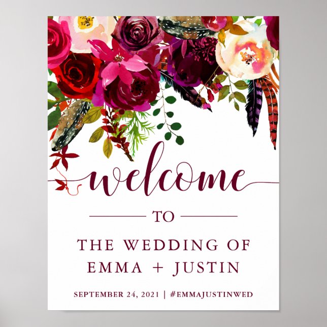 Boho Floral | AFFICHE DE BIENVENUE MARIAGE (Devant)