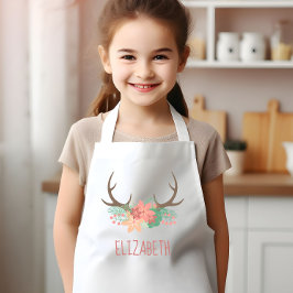 Boho Floral Antlers Niedlich Personalisiert Kinderschürze