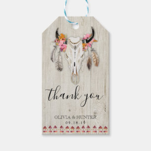 Boho Floral Antlers Skull Wood Vielen Dank für Ihr Geschenkanhänger