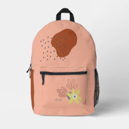 Boho Floral Apricot Individuelle Name Bedruckter Rucksack