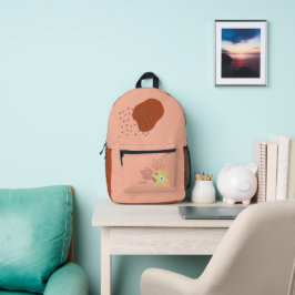Boho Floral Apricot Individuelle Name Bedruckter Rucksack