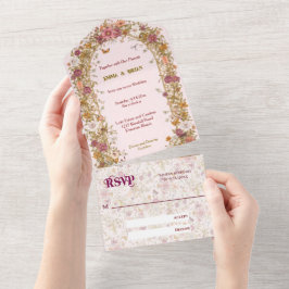 Boho Floral Arch romantic Wedding Boho All In One Einladung
