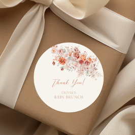 Boho Floral Baby Brunch Runder Aufkleber
