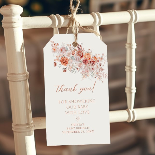 Boho Floral Baby Brunch Vielen Dank Geschenkanhänger (Von Creator hochgeladen)