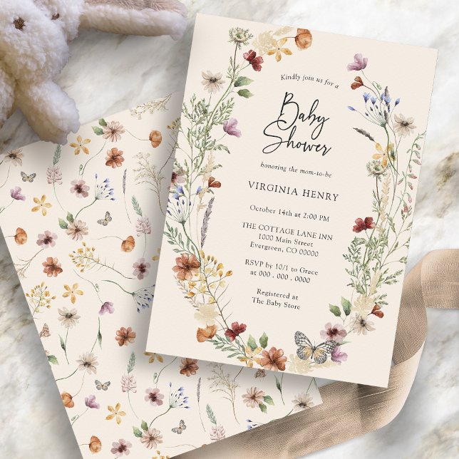 Boho Floral Baby Shower Einladung (Boho Floral Baby Shower Invitation
)