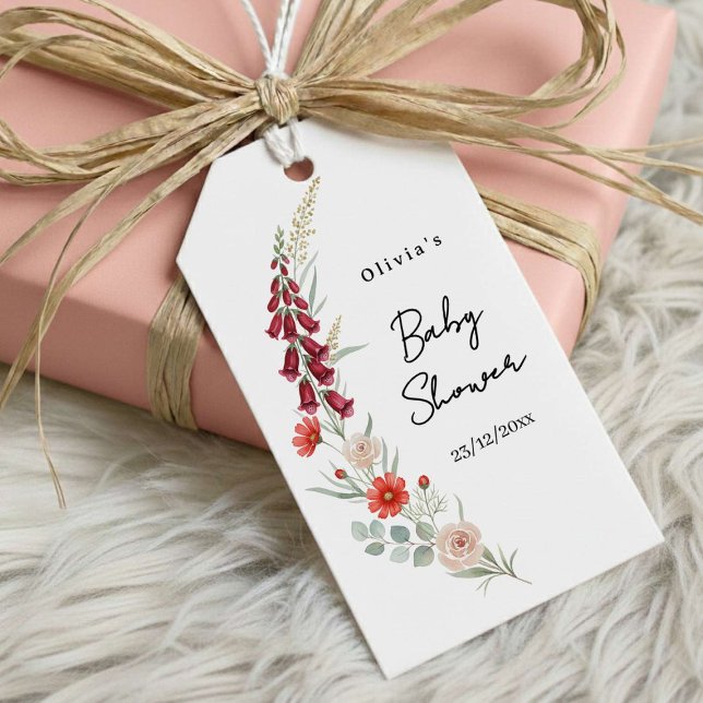 Boho floral Baby Shower gift red wildflower love Geschenkanhänger (Von Creator hochgeladen)