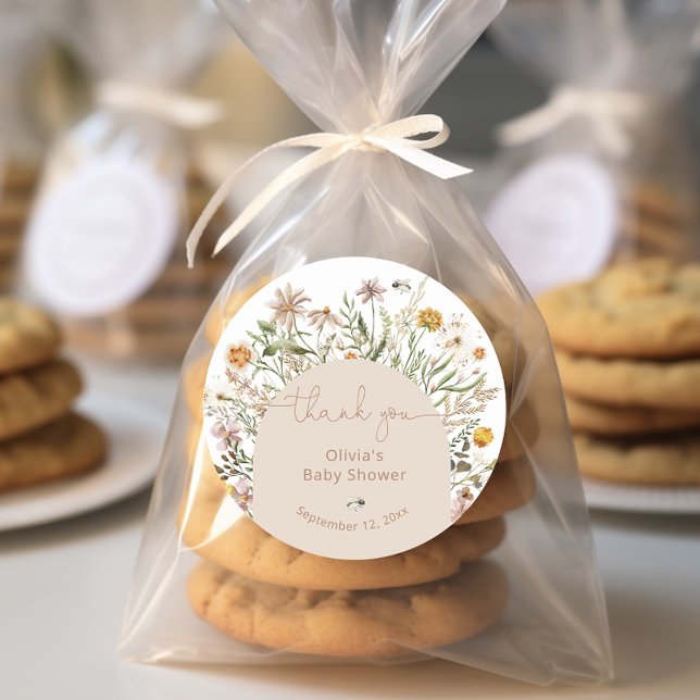Boho Floral Baby Shower Vielen Dank Runder Aufkleber (Von Creator hochgeladen)