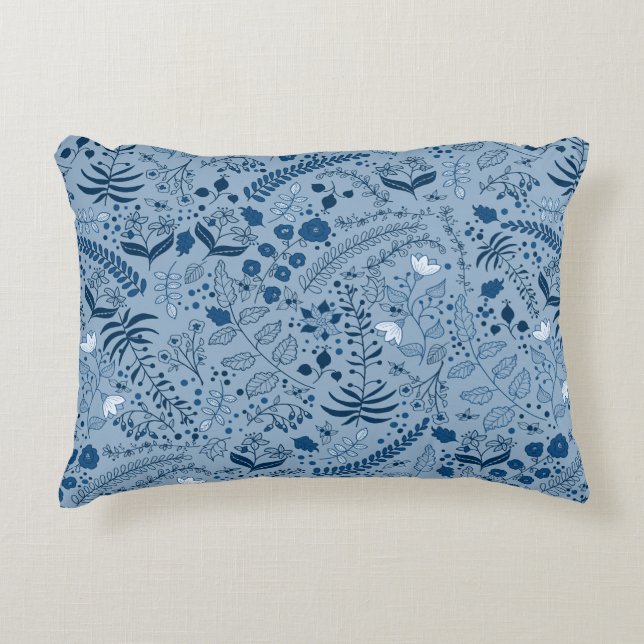 Boho Floral | Beautiful Classic Blue Dekokissen (Vorderseite)