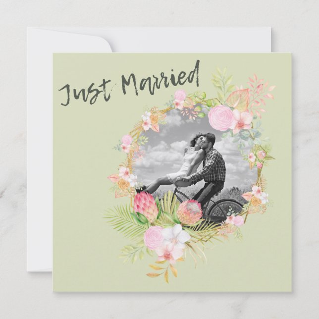 Boho Floral Best Pink Coral Wedding Einladung (Vorderseite)