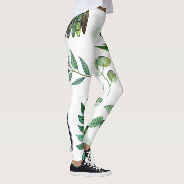 Boho Floral Bird Leggings - Stilvolle Yoga Pants (Rechts)