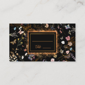 Boho Floral Black Butterfly Garden Wedding Platzkarte