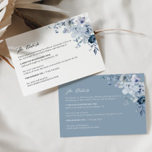 Boho Floral Blue Wedding Details Umschließungskart