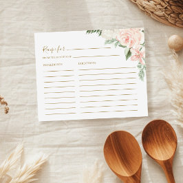 Boho Floral Blush Pink Brautparty Rezept Karte