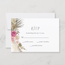 Boho Floral Blush Pink Wedding RSVP