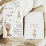 Boho Floral Boot Brunch Bubble Brautparty Einladung<br><div class="desc">Boho Floral Boot Brunch Brunch Bubble Bridal Dusche Einladungs-Boots Brunch und Blasen Brautdusche Einladung mit einem Cowgirl Stiefel,  Champagner Glas,  schöne blütenfarbene Arrangements,  moderne Kalligraphie Titel und Imitate Gold Punkte. Die Stiefel Brunch und Bubbly Brautdusche laden in einem böhmischen Stil ein.</div>