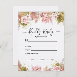 Boho Floral Border RSVP Karte