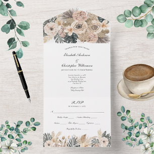 Boho Floral BotanicalWedding All in one Einladung