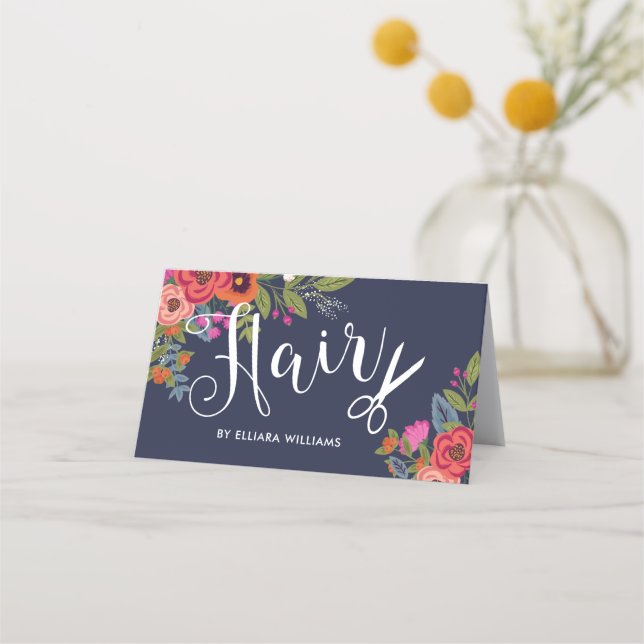 Boho Floral Bouquets Hair Stylist Beauftragungskar Terminkarte (Vorderseite)