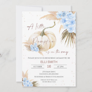 Boho Floral Boys Little Pumpkin Baby Shower  Einladung
